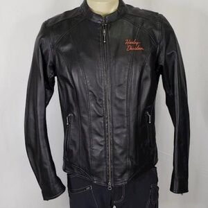 Harley-Davidson Black Leather Motorcycle Jacket Women’s XL